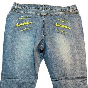 VTG Apple Bottoms Womens Jeans Size 14W Capri Distressed Yellow Embroidered NWOT